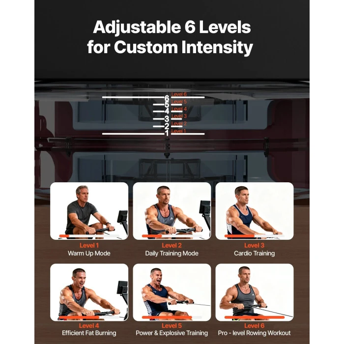 Гребной тренажер водный VEVOR, коричневый