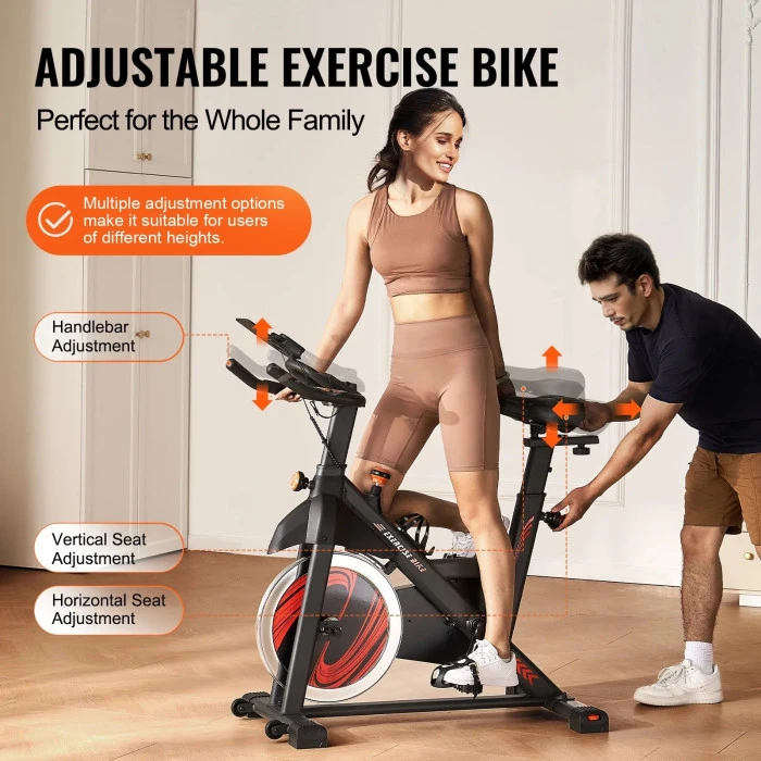 Велотренажер магнитный VEVOR S706, черно-красный