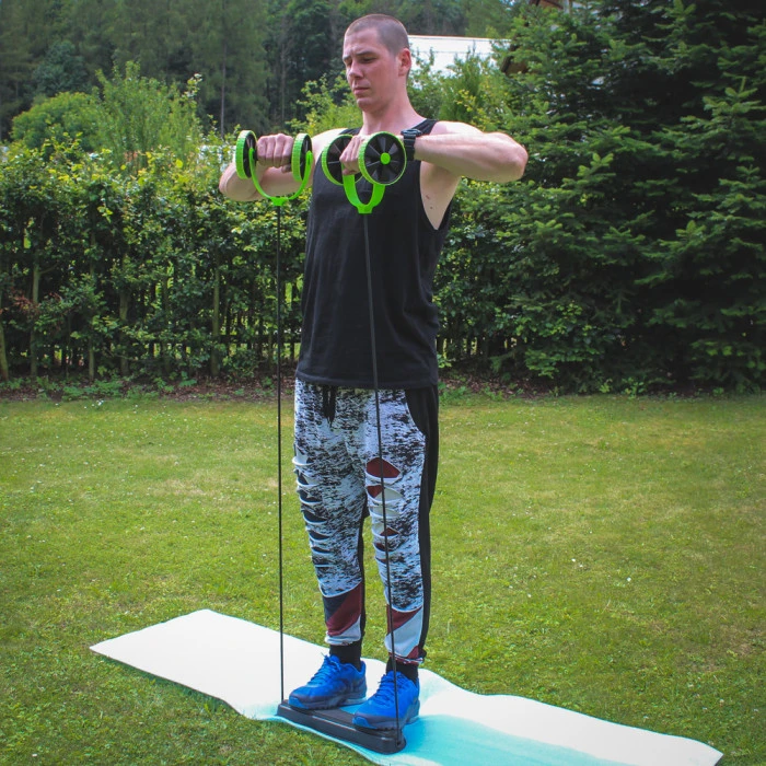 Тренажер багатофункціональний, ролики з еспандерами та підставкою inSPORTline AB Roller AR400