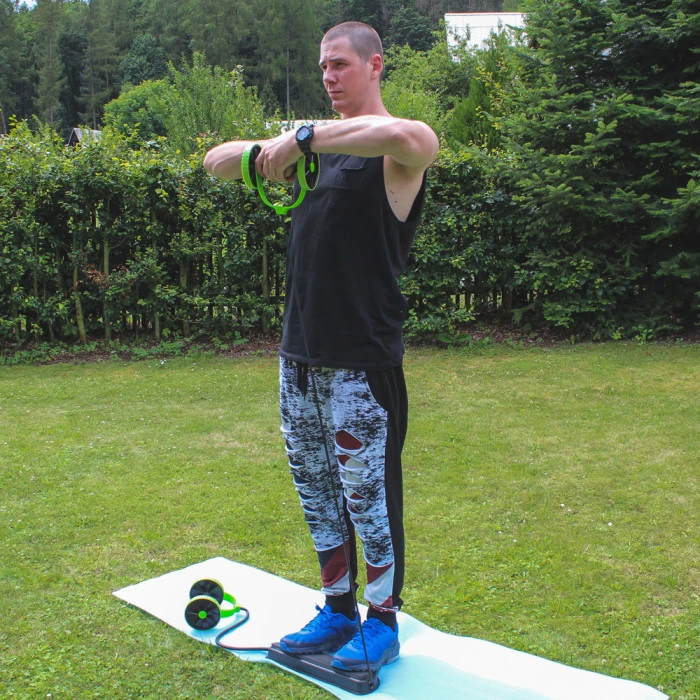 Тренажер багатофункціональний, ролики з еспандерами та підставкою inSPORTline AB Roller AR400