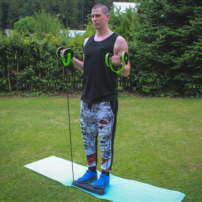 Тренажер багатофункціональний, ролики з еспандерами та підставкою inSPORTline AB Roller AR400