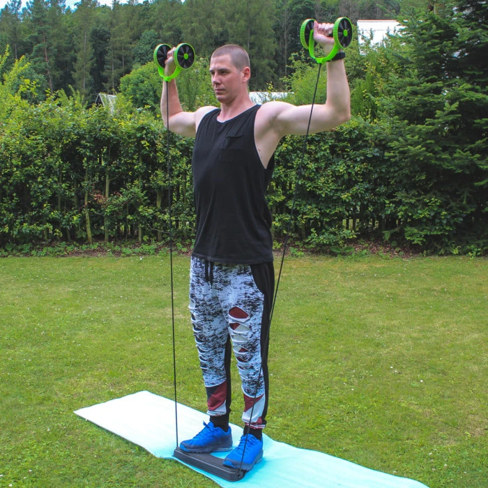 Тренажер багатофункціональний, ролики з еспандерами та підставкою inSPORTline AB Roller AR400