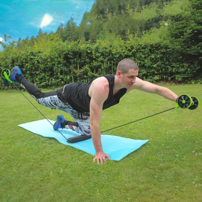 Тренажер багатофункціональний, ролики з еспандерами та підставкою inSPORTline AB Roller AR400