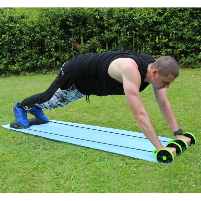 Тренажер багатофункціональний, ролики з еспандерами та підставкою inSPORTline AB Roller AR400