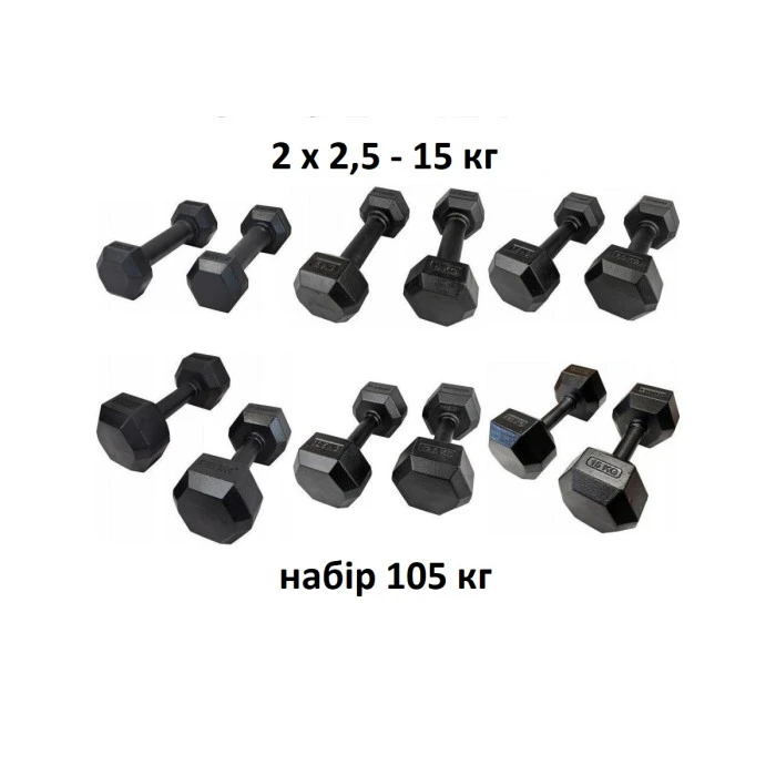 Гателі шестигранні чавунні Kawmet, 105 кг