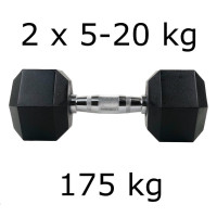 Гантели UnderFit прорезиненные Hex 2 х 5-20 кг (175 кг)