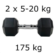 Гантели UnderFit прорезиненные Hex 2 х 5-20 кг (175 кг)
