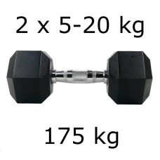 Гантели UnderFit прорезиненные Hex 2 х 5-20 кг (175 кг)