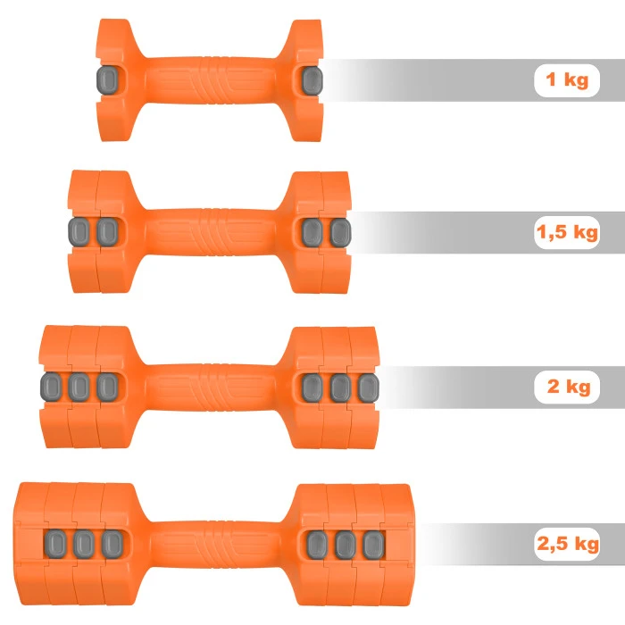Гантелі шестигранні розбірні HMS HL03 2 x 2,5 кг, оранжеві
