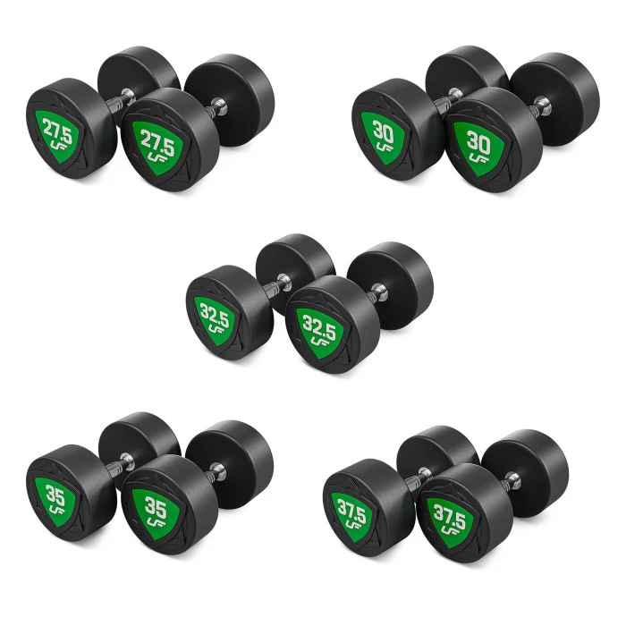 Набор фиксированных полиуретановых гантелей 27,5-37,5 кг (с разницей в 2,5 кг) 325 кг – UpForm