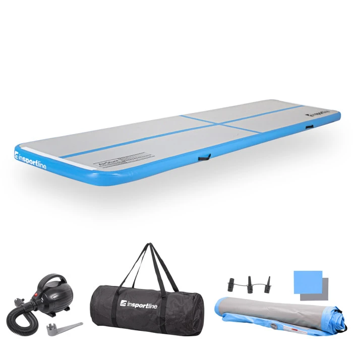 Надувной коврик Airtrack inSPORTline Airstunt 400x100 см, серо-бирюзовый