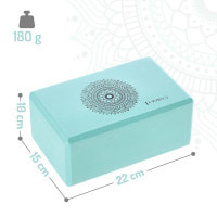 Коврик для йоги HMS YM10 с блоком KJ02 и ремнем SJ02, мятный