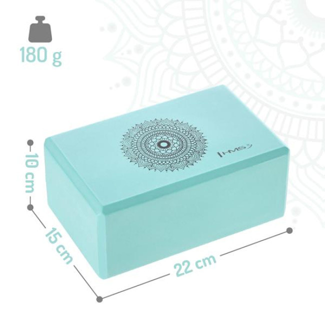 Килимок для йоги HMS YM10 з блоком KJ02 та ременем SJ02, м'ятний