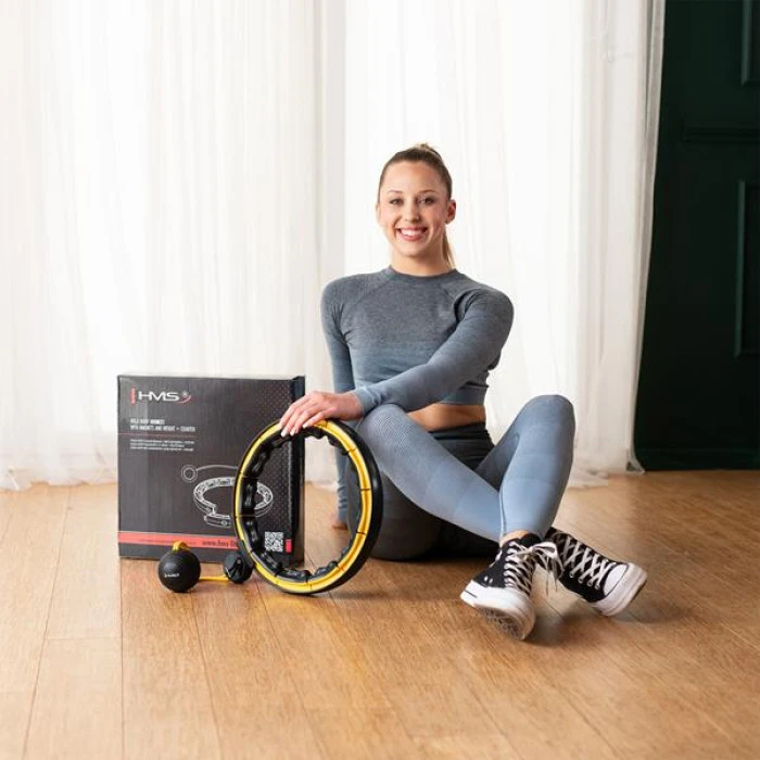 Хула-хуп магнітний з обважнювачем та лічильником HMS HHM21, чорно-жовтий
