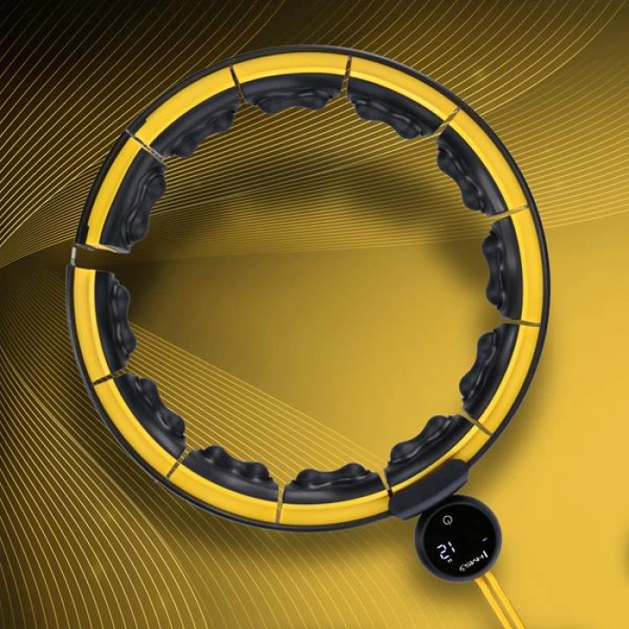 Хула-хуп магнітний з обважнювачем та лічильником HMS HHM21, чорно-жовтий