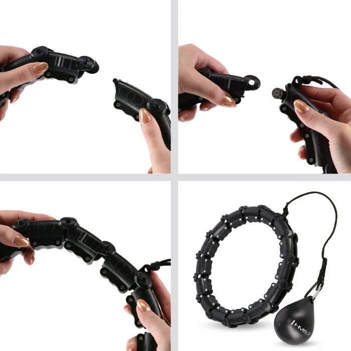 Хула-хуп масажний HMS HHW02 з навантаженнямта поясом для схуднення BR163, чорно-червоний