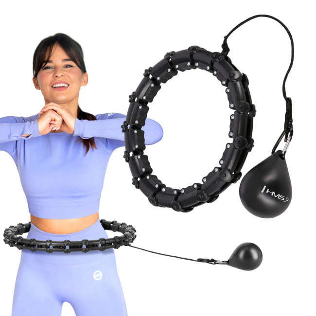 Хула-хуп массажный HMS HHW02 с нагрузкой и поясом для похудения BR163, черно-красный