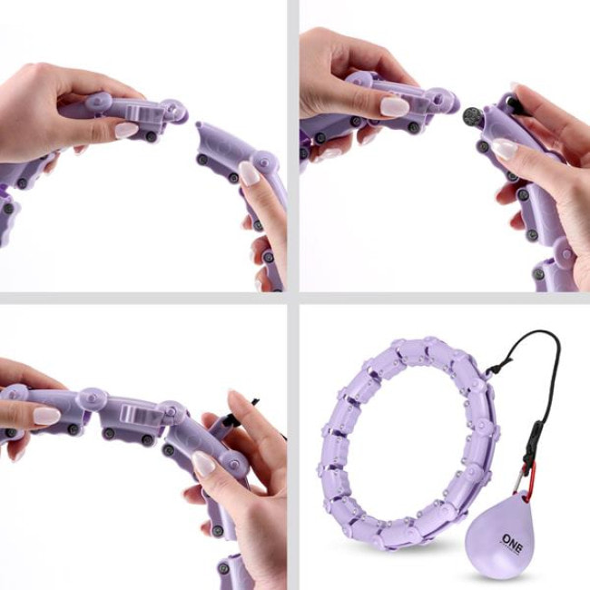 Хула-хуп массажный One Fitness OHA02 с нагрузкой и поясом для похудения BR160, фиолетовый