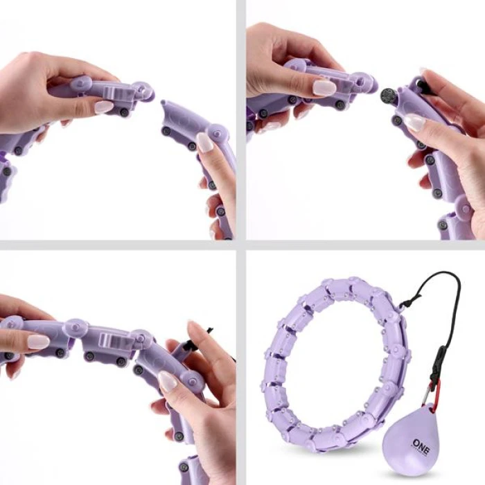 Хула-хуп массажный One Fitness OHA02 с нагрузкой и поясом для похудения BR160, фиолетовый