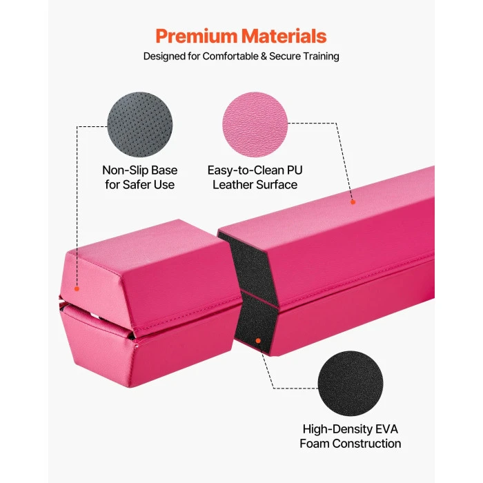 Детская гимнастическая балка VEVOR SWS8EVASU 233 см, розовая