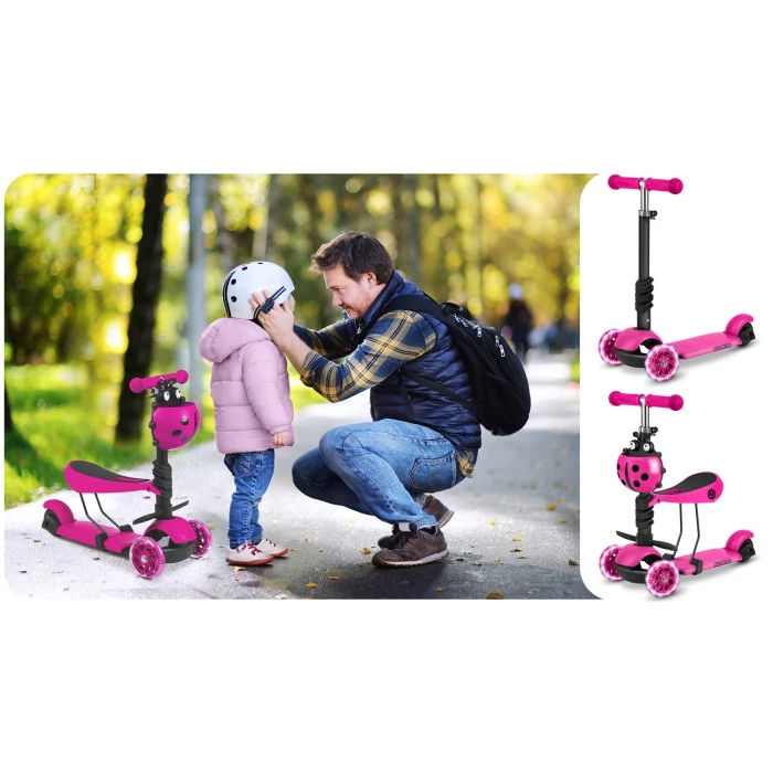 Самокат детский трехколесный Ricokids Buggy розовый