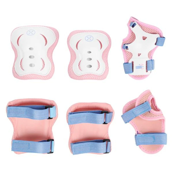 Роликовые коньки с комплектом защиты NILS EXTREME Moonbeam NA0189 размер S 31-34, голубовато-розовые.