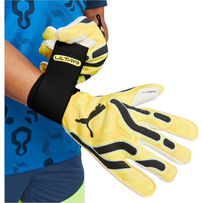 Перчатки вратарские Puma Ultra Ultimate Hybrid Sun 41858 04 р.9,5, желто-белые