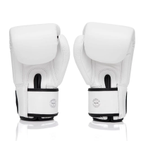 Перчатки боксерские кожаные с бинтами Fairtex BGV1-ONE 10 унций, белые