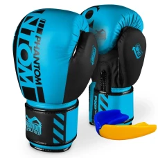 Перчатки боксерские с капой Phantom APEX Neon размер 12 унций, черно-синие