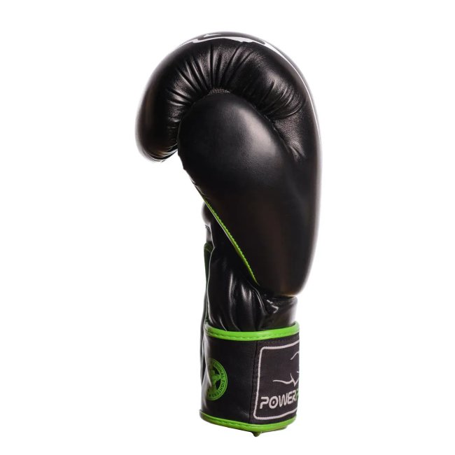 Рукавички боксерські PowerPlay 3018 Jaguar 10 унцій, чорно-зелені