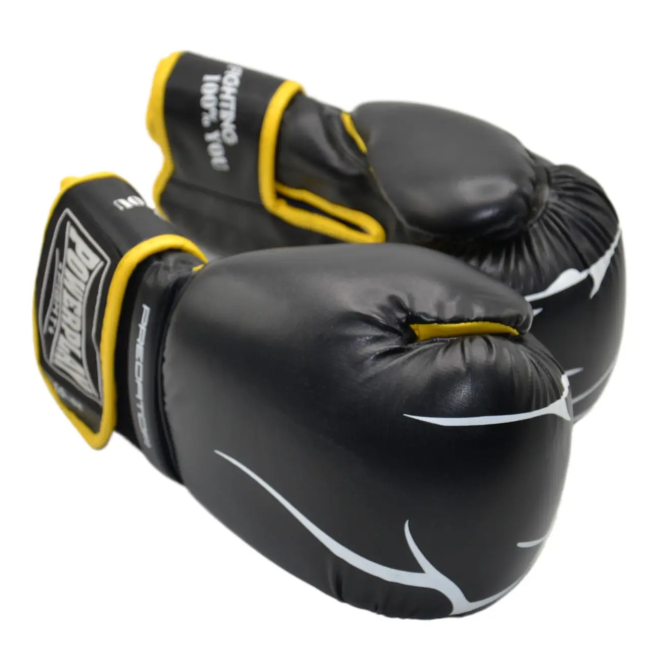 Перчатки боксерские PowerPlay 3018 Jaguar 16 унций, черно-желтые