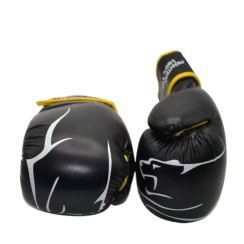 Перчатки боксерские PowerPlay 3018 Jaguar 16 унций, черно-желтые