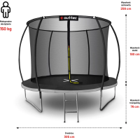 Батут OUTTEC Pumpkin с внутренней сеткой 10 футов 305 см черно-серый