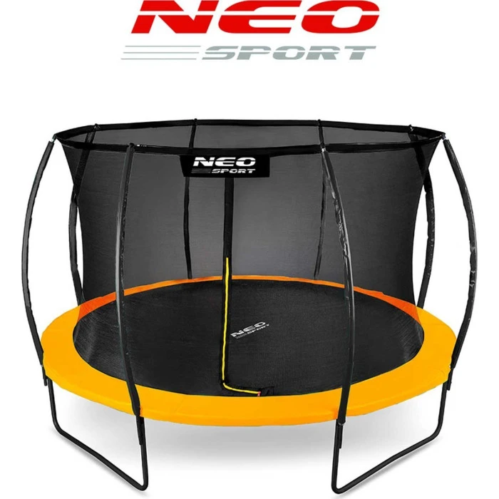 Батут Neo-Sport з внутрішньою сіткою 12,5 футів 374 см чорно-памаранчевий