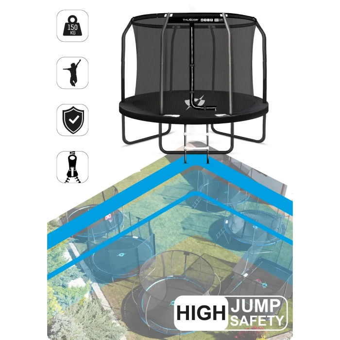 Батут THUNDER INSIDE ELITE с внутренней сеткой 6 футов 183 см черный