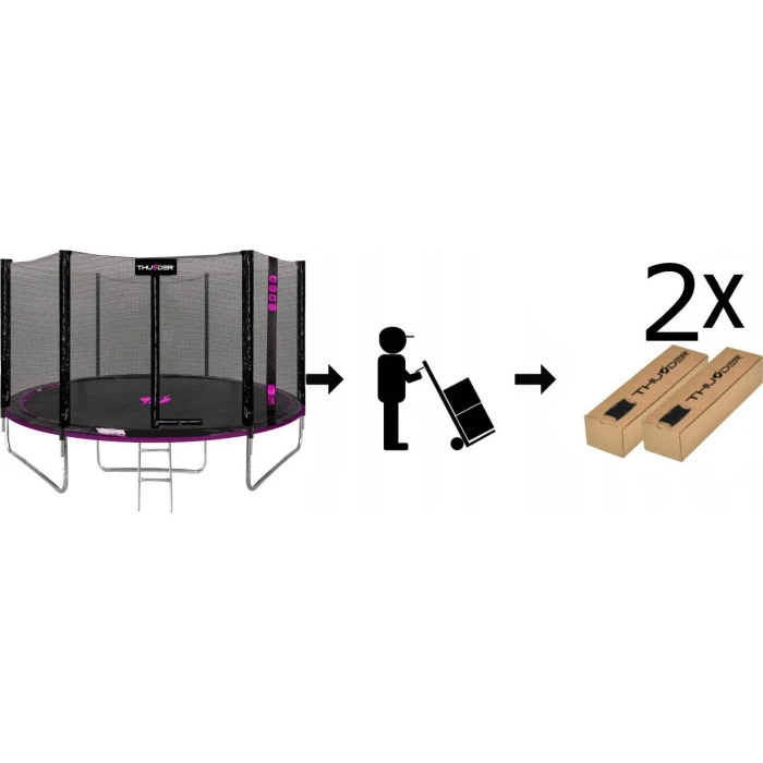 Батут THUNDER OUTSIDE PRO с наружной сеткой 8 футов 244 см черно-розовый