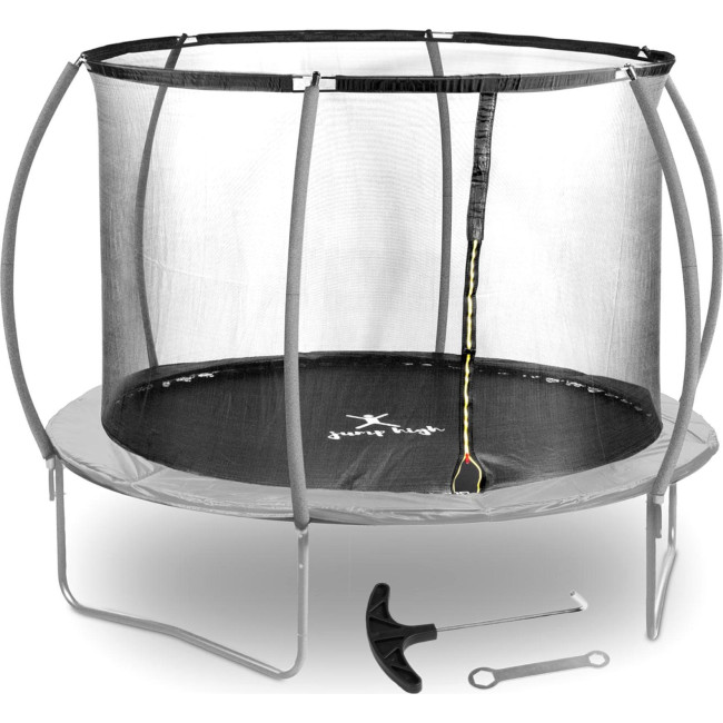 Батут Gymrex GR-TR02 с внутренней сеткой 10 футов 305 см черно-серый