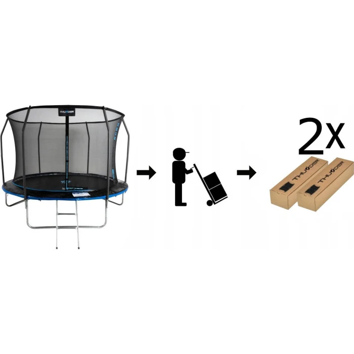 Батут THUNDER INSIDE ELITE с внутренней сеткой 8 футов 255 см черно-голубой