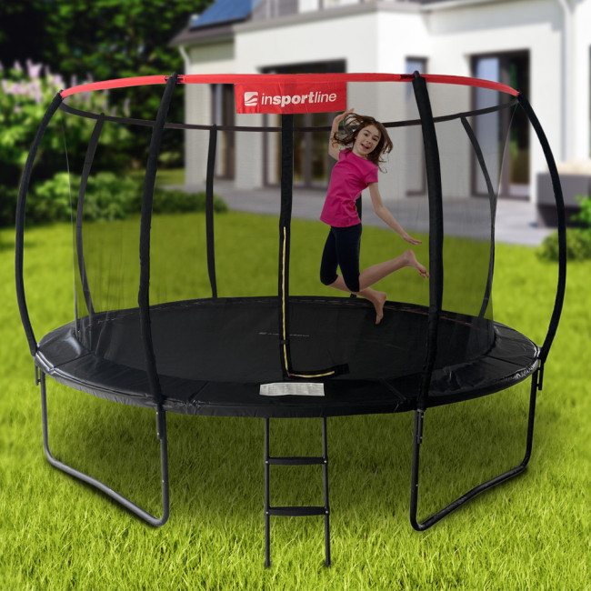 Батут inSPORTline Flea PRO з внутрішньою сіткою 430 см чорний