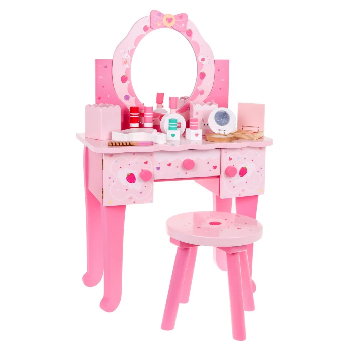 Дерев'яний туалетний столик з табуретом для дівчаток