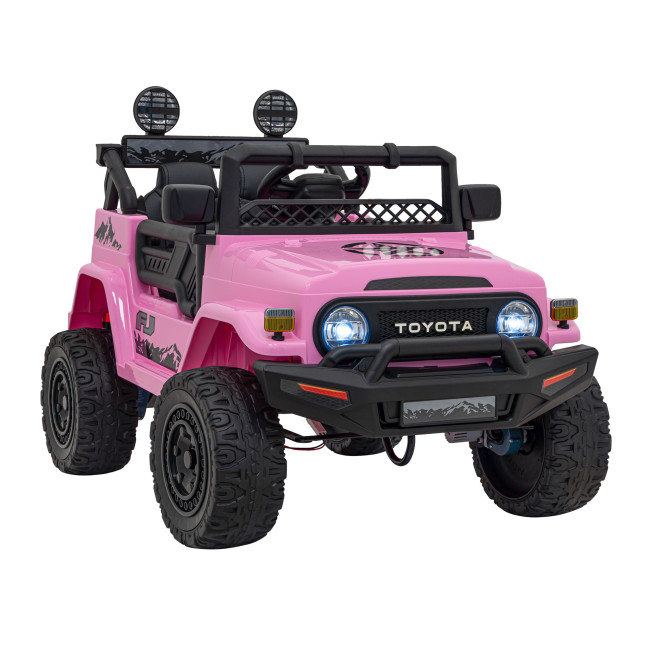 Toyota FJ Cruiser для детей розовый + пульт дистанционного управления + полный привод + LED аудио + EVA + Free Start