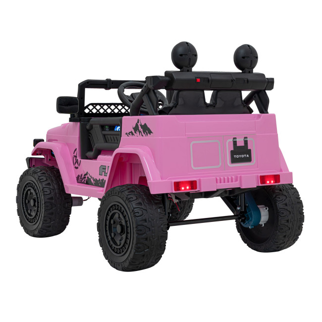 Toyota FJ Cruiser для детей розовый + пульт дистанционного управления + полный привод + LED аудио + EVA + Free Start
