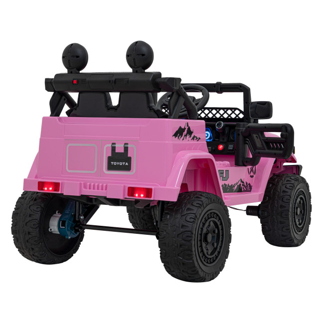 Toyota FJ Cruiser для детей розовый + пульт дистанционного управления + полный привод + LED аудио + EVA + Free Start