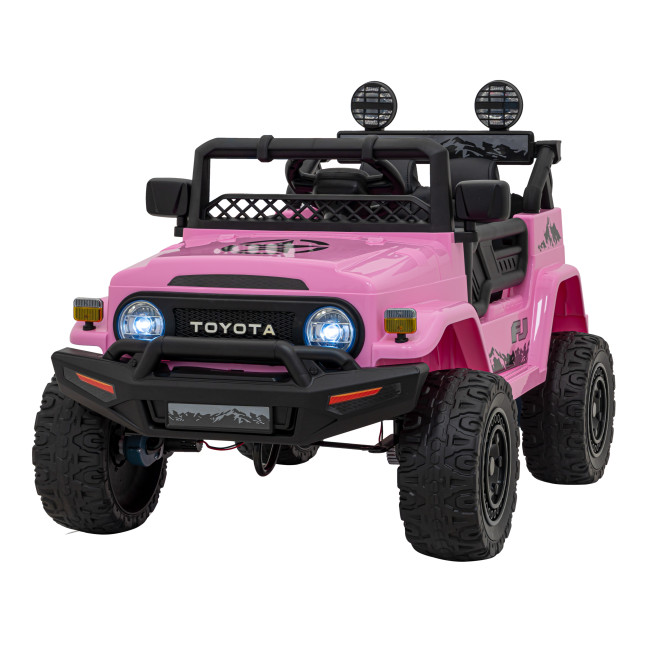 Toyota FJ Cruiser для детей розовый + пульт дистанционного управления + полный привод + LED аудио + EVA + Free Start
