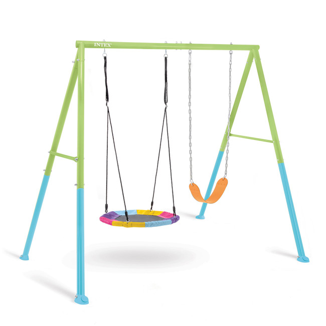 Качели Intex 44125 Гнездо аиста, 235 x 254 x 200 см - зелено-синяя