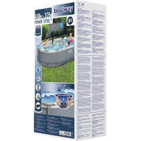 Басейн каркасний овальний Bestway 56448 Power Steel, 488 x 305 см - сірий