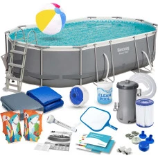 Бассейн каркасный овальный 18в1 Bestway 56448 Power Steel, 488 x 305 см