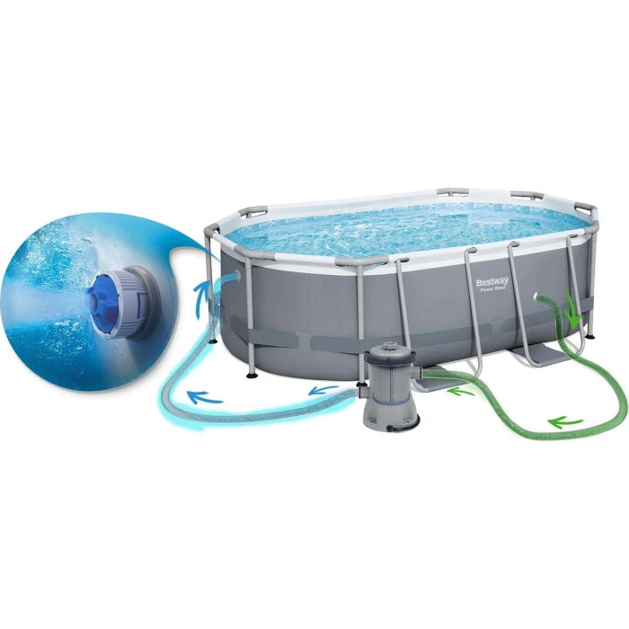 Бассейн каркасный овальный 18в1 Bestway 56448 Power Steel, 488 x 305 см