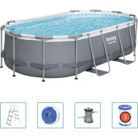 Бассейн каркасный овальный Bestway 56620 Power Steel 427 x 250 см - графитовый.