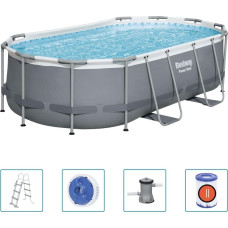Бассейн каркасный овальный Bestway 56620 Power Steel 427 x 250 см - графитовый.